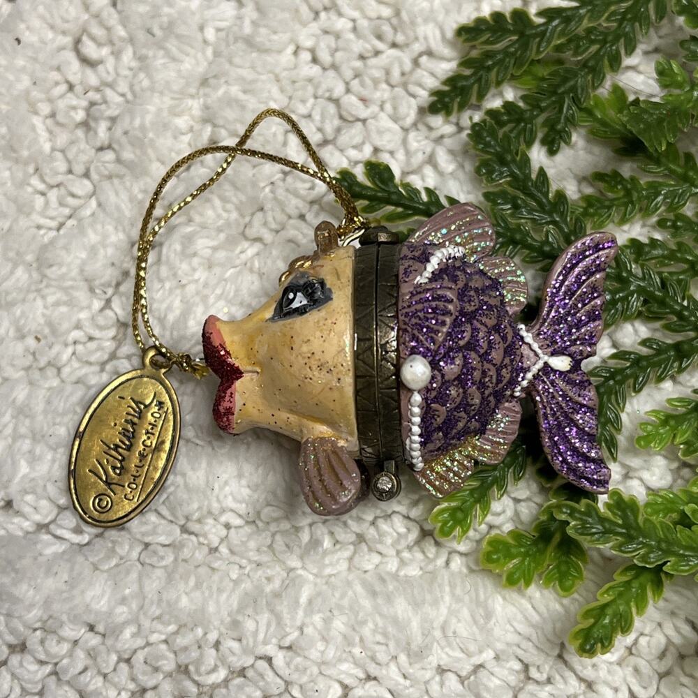 KATHERINE’S Collection KISSING FISH Christmas Ornament Hinged Trinket Box
